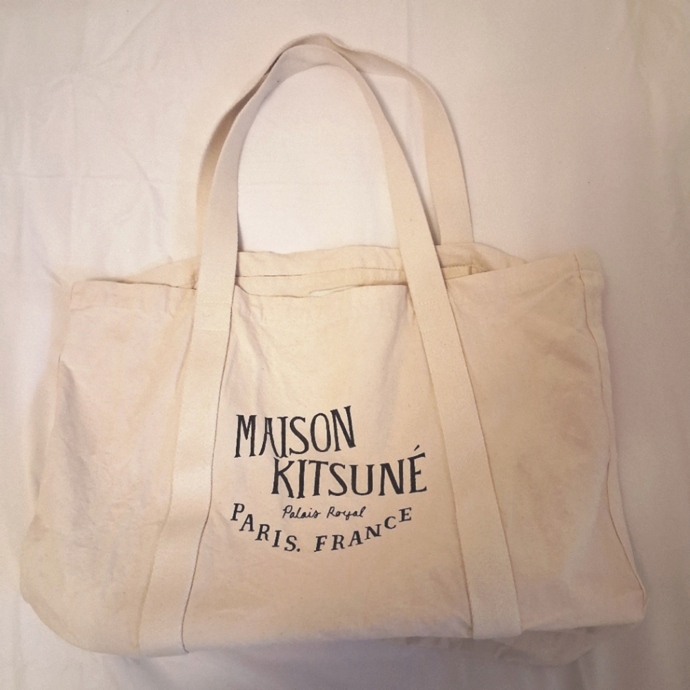 MAISON KITSUNE CREAM CANVAS TOTE BAG